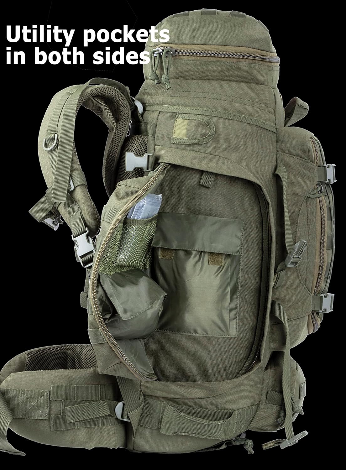 Large Internal Frame Backpack Tactical MOLLE Pack for Camping Backpacking Hunting Bushcraft Adventure 70L…