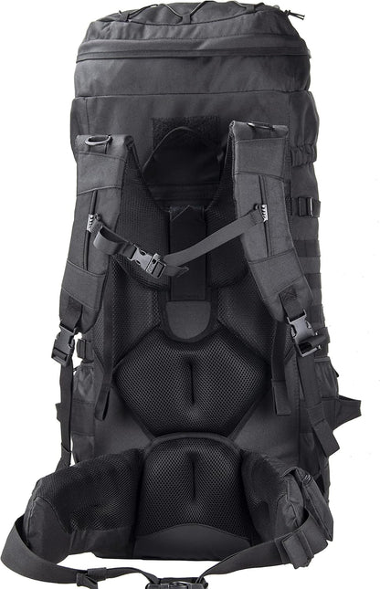 Tactical Internal Frame Backpack Military Rucksack MOLLE Patrol Pack for Hunting Hiking Camping Backpacking Trekking 70L (Black)