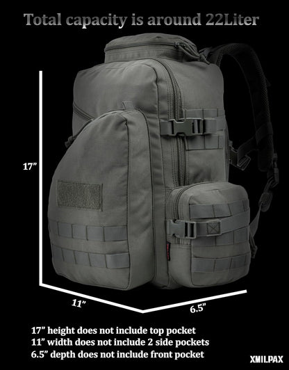 Tactical Backpack EDC Bag MOLLE Daily Pack for Men and Women Every Day Carrying Hiking Camping Travel 22L