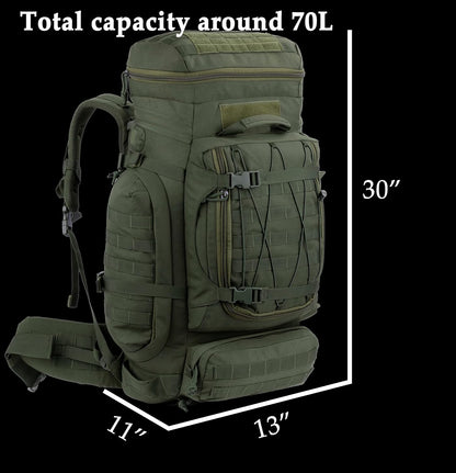 Large Internal Frame Backpack Tactical MOLLE Pack for Camping Backpacking Hunting Bushcraft Adventure 70L…